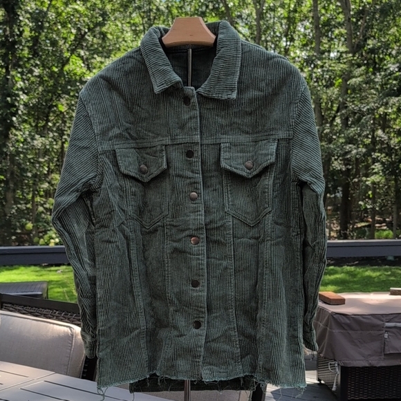 Oversized Olive Green Corduroy Shacket - Women's XS - Picture 1 of 7